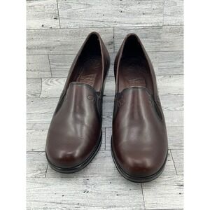 Dansko Brown Leather Heeled Slip On Clogs Comfortable Womens Size‎ 40 US 10
